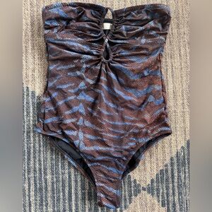 Ulla Johnson Brown and Blue Patterned Kids Bodysuit